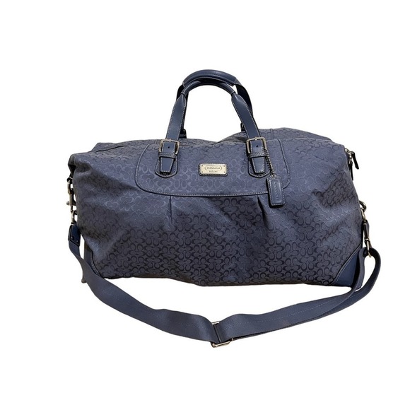 COACH Blue Signature Large D1082-F77154 Duffel Bag Weekender - Picture 1 of 16